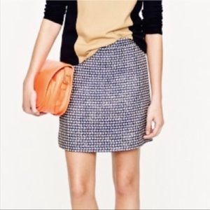 J.Crew Postage Stamp Mini Silk Skirt in Navy Tweed